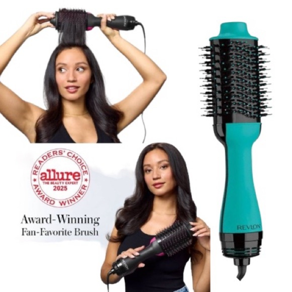 NWOT Revlon Black and Teal One Step Volumizing Hair Dryer Round Brush OS - Picture 11 of 15